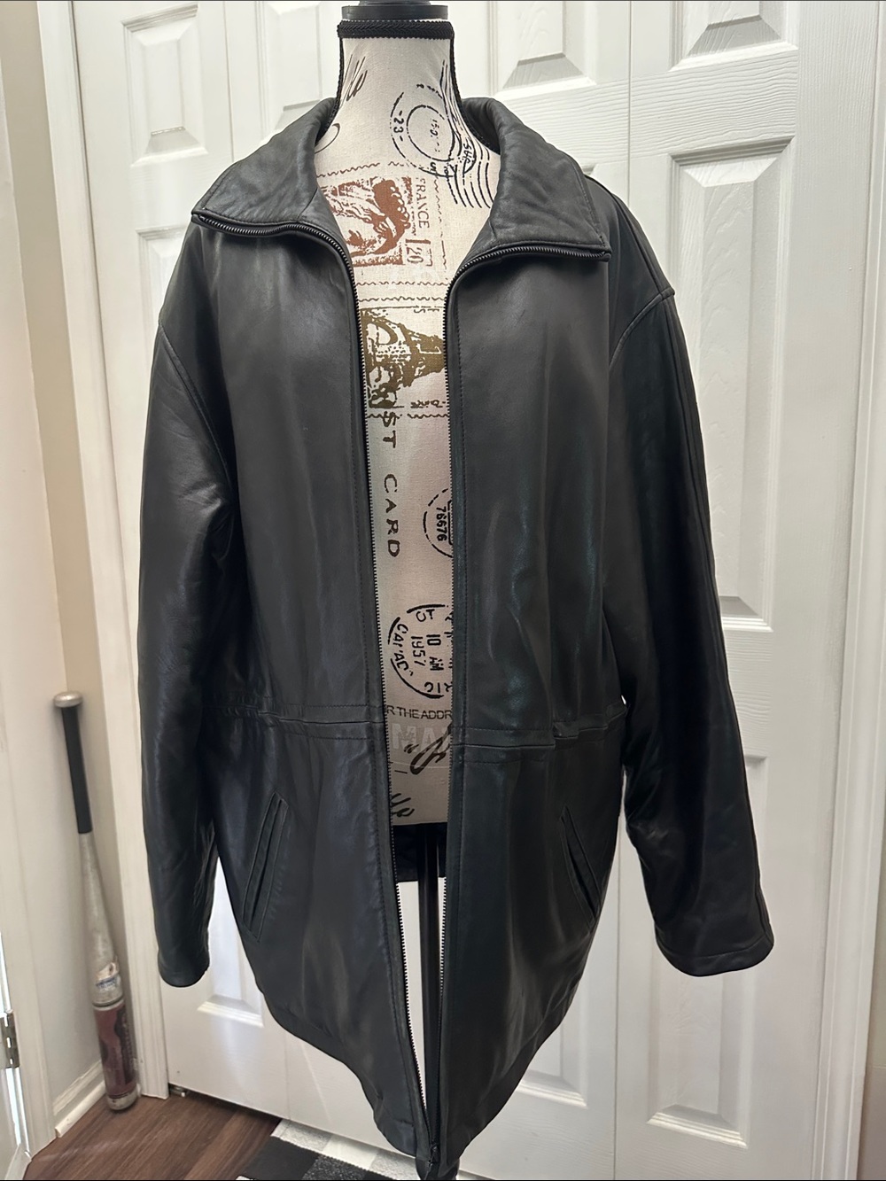 Marc New York Black Thermal Lines Leather Jacket